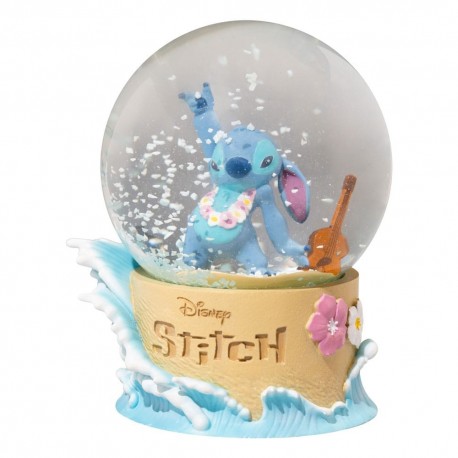 Bola de nieve de Stitch con base decorativa de olas y flores