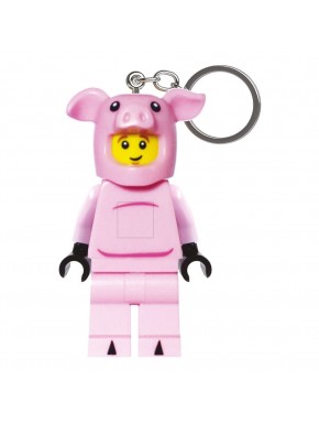 Llavero LEGO Piggy Guy con iluminación en color rosa.