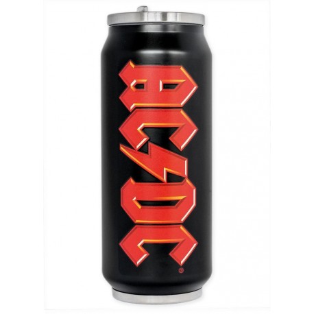 Botella negra con logo AC/DC rojo