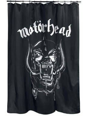 Cortina de ducha negra Motörhead con logo Warpig