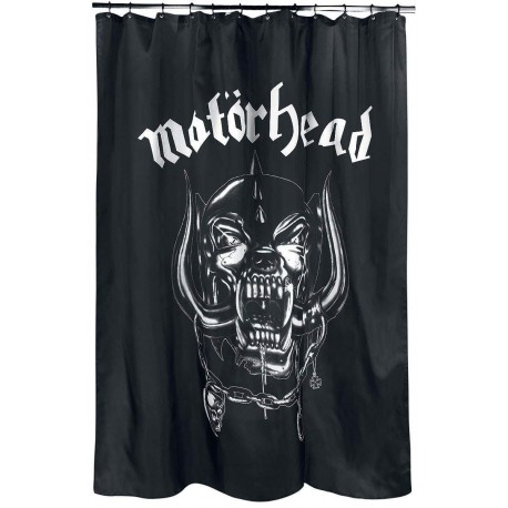 Cortina de ducha negra Motörhead con logo Warpig