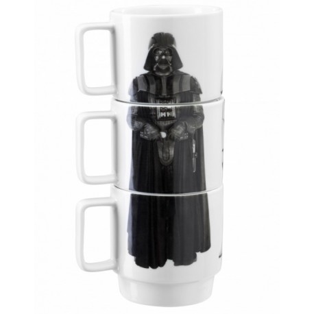 Set 3 cups stackable Star Wars Vader, Stormtrooper and Imperial Guard