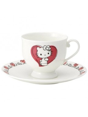 Conjunto de xícara e pires Bone China Hello Kitty