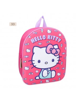 Mochila rosa Hello Kitty 3D com design adorável