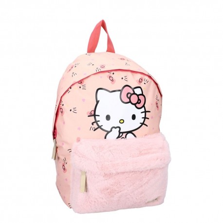Mochila rosa de Hello Kitty con bolsillo peluche