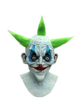 Máscara de payaso de látex GHOULISH con pelo verde