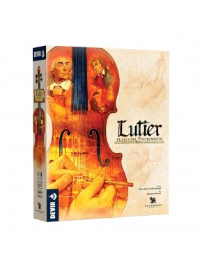 Caja del juego de mesa Lutier con temática clásica