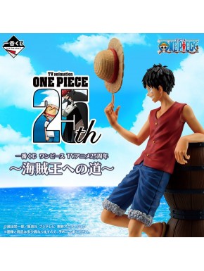 Figuras de One Piece 25º aniversário com fundo azul