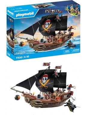 Gran barco pirata PLAYMOBIL con cañones y piratas