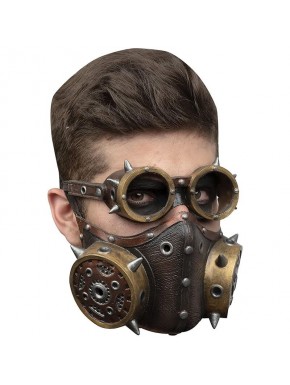 Máscara bozal steampunk con gafas y picos