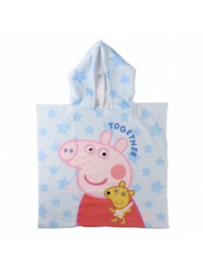 Poncho en microfibre Peppa Pig bleu clair avec design étoilé