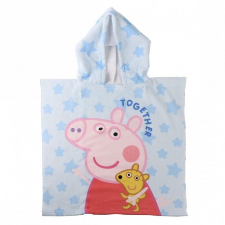 Poncho en microfibre Peppa Pig bleu clair avec design étoilé