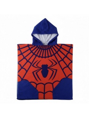 Poncho en microfibre Spiderman rouge avec design de toile