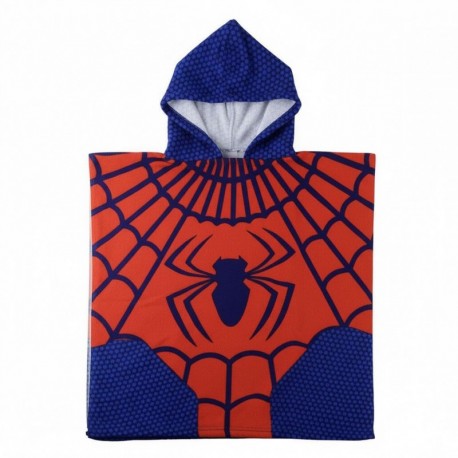 Poncho en microfibre Spiderman rouge avec design de toile