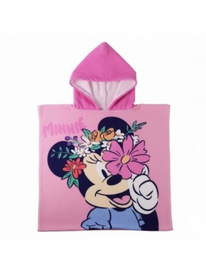 Poncho rosa de microfibra Minnie Mouse con capucha