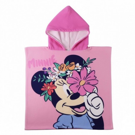 Poncho rosa de microfibra Minnie Mouse con capucha
