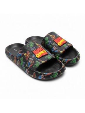 Chanclas negras Marvel con personajes de cómics