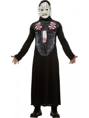 Disfraz de Pinhead con máscara de Hellraiser V en negro