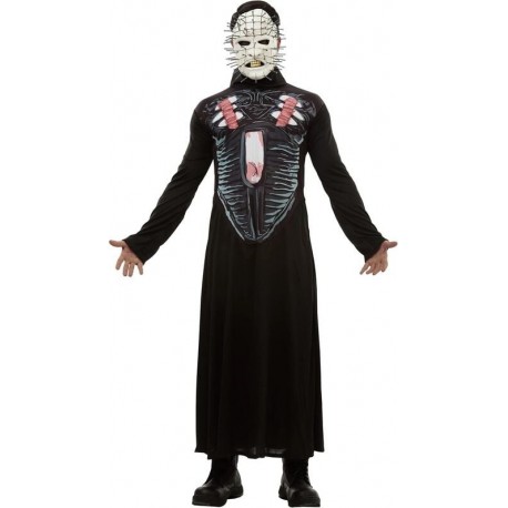 Disfraz de Pinhead con máscara de Hellraiser V en negro
