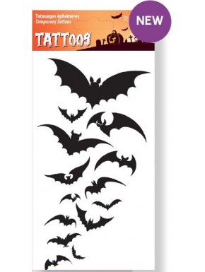 Folha de tatuagens temporárias com morcegos para Halloween