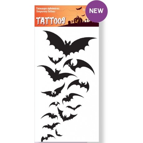 Folha de tatuagens temporárias com morcegos para Halloween
