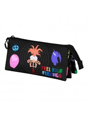 Estojo Disney Pixar Divertida Mente 2 multicolorido triplo compartimento