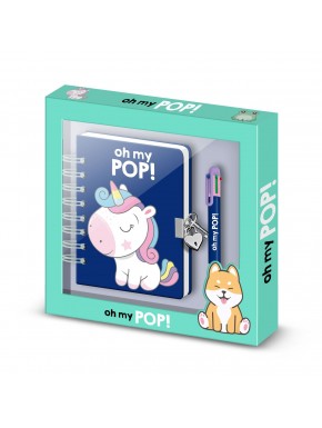 Pack de diario A5 y bolígrafo Oh My Pop! con diseño de unicornio