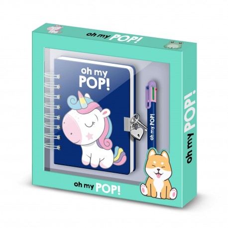 Pack de diario A5 y bolígrafo Oh My Pop! con diseño de unicornio