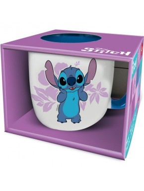 Caneca branca Disney Stitch com design de flores