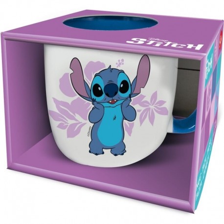 Caneca branca Disney Stitch com design de flores