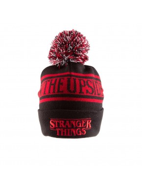 Gorro beanie negro y rojo Stranger Things con pompom