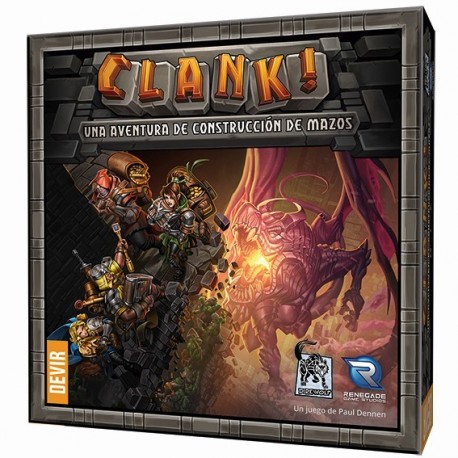 Caja del juego de mesa Clank! con ilustración de dragón