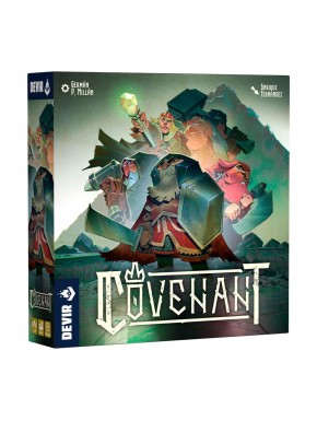 Caja del juego de mesa Covenant en español con ilustración de enanos