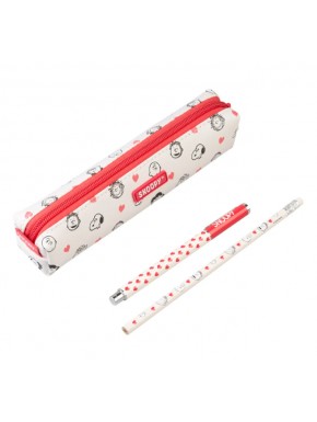 Estuche mini Snoopy con bolígrafo y lápiz