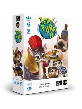 Caja del juego de cartas Tempurra con gatitos y sushi