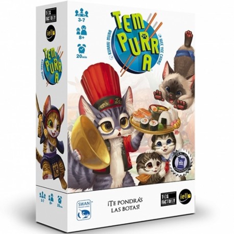Caja del juego de cartas Tempurra con gatitos y sushi