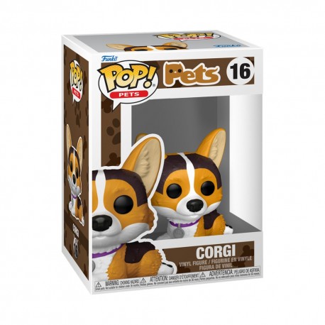 Figura Funko Pop de un corgi en caja ilustrada