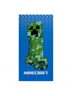 Serviette Minecraft Creeper sur fond bleu