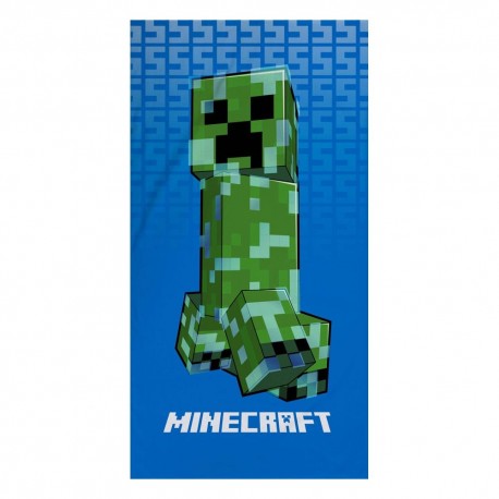 Serviette Minecraft Creeper sur fond bleu