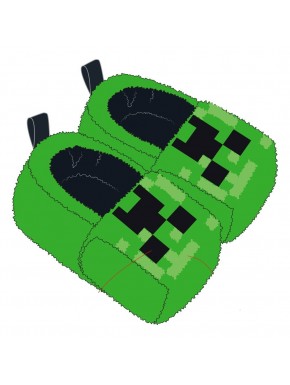 Zapatillas de peluche Minecraft S-M en color verde con diseño Creeper