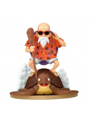 Figura de Kamesennin de Banpresto sobre una tortuga, detalles en naranja y marrón