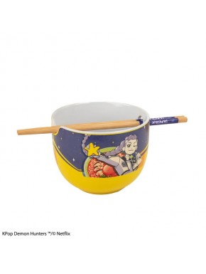 Bol jaune Rami Superstar avec baguettes et design Kpop Demon Hunters