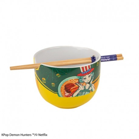 Bol à ramen Kpop Demon Hunters avec baguettes et design Zoey Hamburger