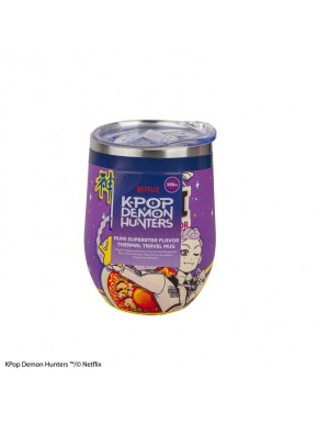 Caneca de viagem roxa com design de KPop Demon Hunters
