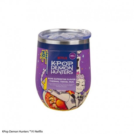 Caneca de viagem roxa com design de KPop Demon Hunters