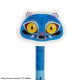 Lápiz azul con goma en forma de cabeza de demonio felino