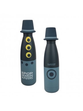 Botella Sussie KPop Demon Hunters azul y negra