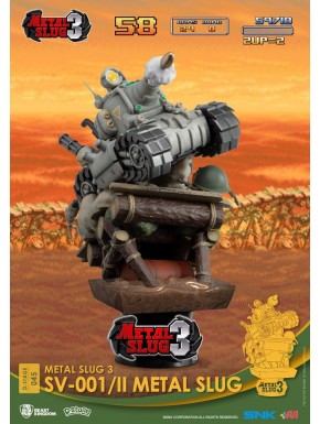 Diorama de Metal Slug SV-001/II de 16 cm en un fondo de batalla