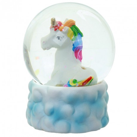 Bola de Agua con Nieve Unicornio con Arco Iris sobre Nube