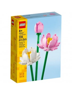 Conjunto de construção LEGO Flores de Lótus em tons de rosa e branco